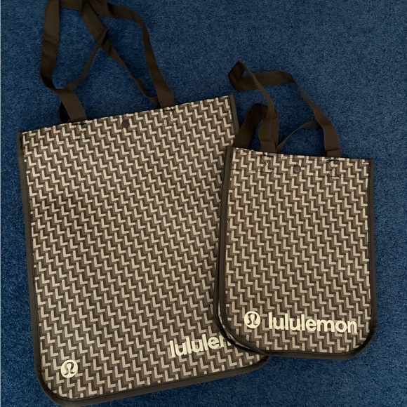 lululemon athletica Handbags - Lululemon Monogrammed Reusable shopper set- both small and large dark brown